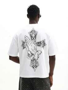 This Short, Rhinestone-Embellished Cross-Strap T-Shirt Features Decorative Details And Is Perfect For A Casual Street Style. - 白色 - 查看 5