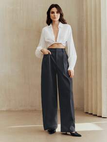 Anewsta Spring New Fashion Versatile Casual Leather Belt Skinny Pants For Women - Dark Grey - View 7