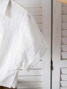 SHEIN Young Girl Vacation Beach Casual Versatile Embroidery Hollow White Loose Short Sleeve Blouse,Holiday,Summer,Travel - White - View 5