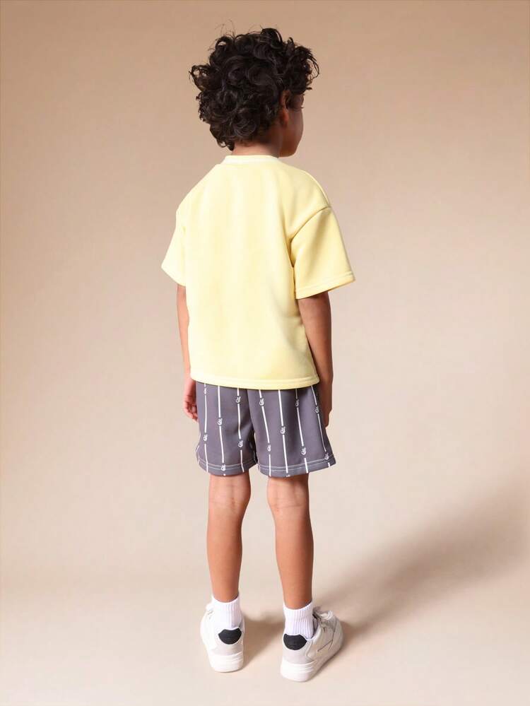 Crew Neck Tee With Striped Shorts