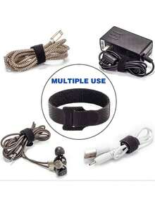 20PCS, Reusable Cable Ties, Black Adjustable Wire Storage Straps, Multifunctional Hook And Loop Cable Management Ties, Used For Organizing Homes, Offices, And Data Centers - Black - View 2