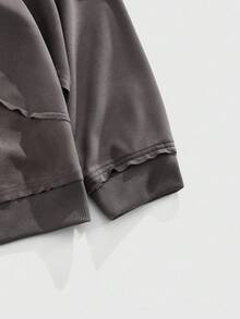 ROMWE MEN Street Life 男士休闲印花长袖连帽衫 - 灰色 - 查看 4