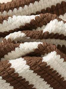 Cozy Pixies 2件套男婴卡通熊条纹圆领短袖上衣和纯色弹力腰短裤套装 - 棕色 - 查看 7