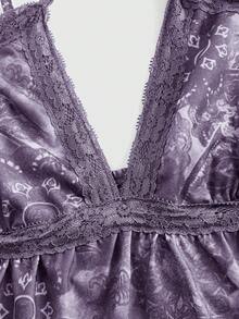 ROMWE Wild & Sexy V-Neck Hippie Print Tank Top For Women, Spring/Summer - Mauve Purple - View 3