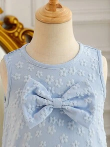 Glamorique Kids Robe de fête pour filles avec design de volants à nœud jacquard 3D en patchwork, nouvelle collection printemps/été