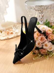 CUCCOO HITCHD Women's Fashionable Elegant Party Glitter Bow Decor Pumps - Black - View 9