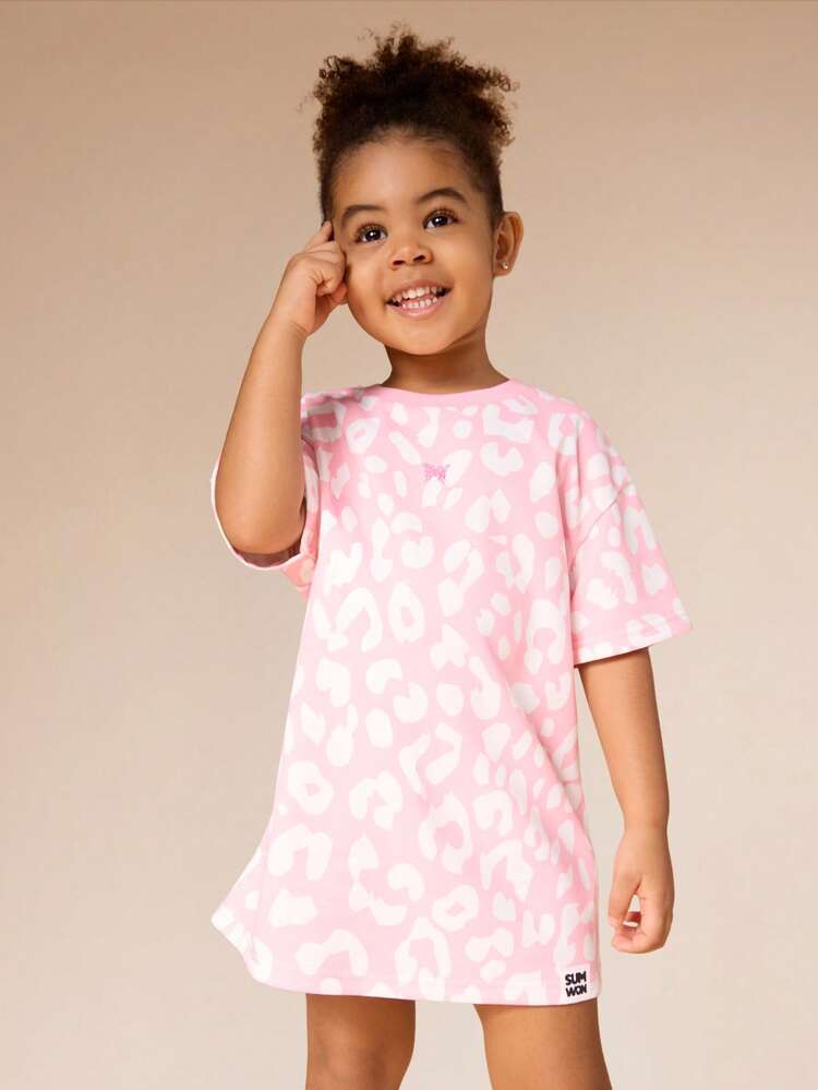 Leopard Print Short Sleeve T-Shirt Dress