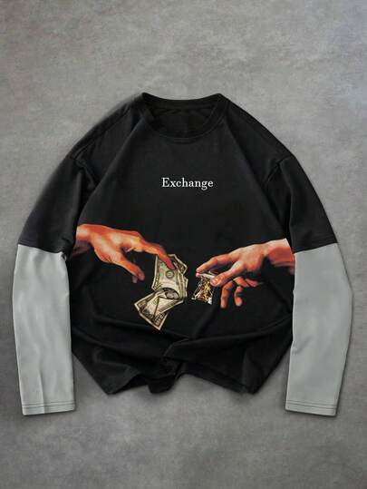 Men's Funny Graphic Print 2 In 1 T-Shirt