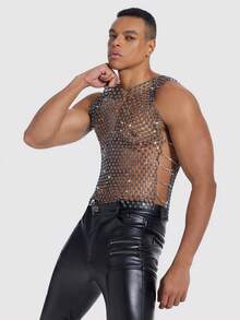 DSELFIQUE Top de tirantes con escote en V hueco y estampado de flores de ciruelo - Negro - Ver 5