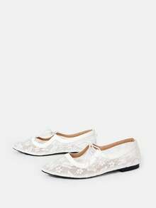 CUCCOO HITCHD 2025 New Mesh Breathable Bowknot Lace-Up Decor Square Toe Casual Comfortable Versatile Elegant Women Flat Shoes For Christmas - White - View 9