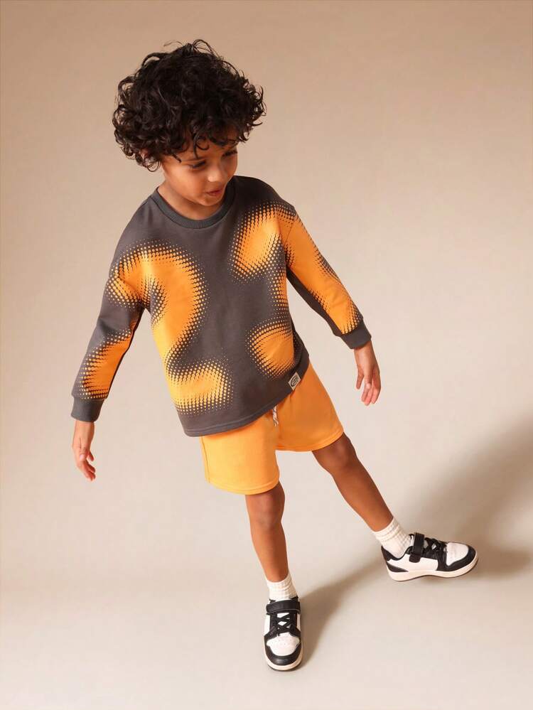 Dotted Print Sweatshirt And Shorts Set