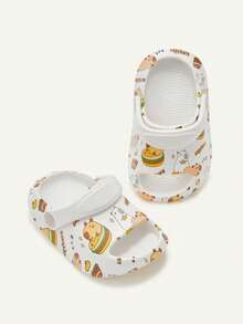 Cozy Pixies 1 Pair Breathable Open Toe Cute Cartoon Capi Bara Slip-On Sandals, Summer Outdoor Beach Non-Slip Flat Baby Slippers - White - View 6