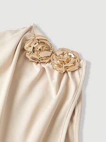 SHEIN MOD Đầm lệch vai màu mơ, dài ngang gối – Thiết kế lệch vai thanh lịch, phong cách cổ điển thập niên 70, thích hợp cho tiệc trà ngoài vườn, hẹn hò, dự tiệc, đầm hè và xuân cho nữ, đồ đi biển, dây mảnh, phong cách Bohemian, kỳ nghỉ xuân, hoàn hảo cho sinh nhật, tiệc tùng, lễ tốt nghiệp. - Màu be - Xem 6