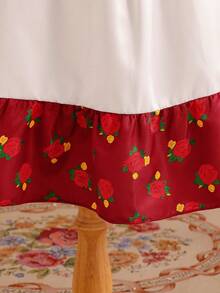 SHEIN Robe d'été décontractée pour jeune fille à imprimé floral blocs de couleurs - Nude - Voir 7