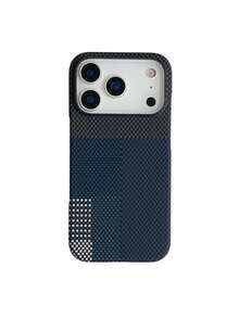 1pc Magnetic Case Carbon Fiber Texture Compatible With 17 Pro Max Air 16 15 14 13 12 Pro Max Plus Wireless Charge Half Cover Matte Heat Dissipation Protective Case - Dark Blue - View 4