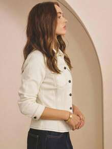 Aralina Winter / Summer Cinched Waist Denim Jacket - White - View 7