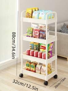 1SET Space Saving Sturdy Plastic No Tools Easy Assembly Multipurpose Mobile With Wheels Durable Structure Rolling Storage White Black Colors Sturdy Rolling Storage Cart Multipurpose Organizer Kitchen Bathroom Office Bedroom Home Commercial Use Bookshelf Function Home Organization Office Storage Space - Car Storage Rack/Black - View 4