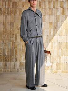 Manfinity Dauomo Casual Fashion Asymmetric Collar Men's Suit - Grey - View 2