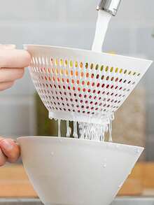 Zazumi 1set Multifunctional Hanging Double-Layer Drain Basket, Kitchen Fruit & Vegetable Washing Filter Basket, Practical Home Kitchen Essential - White - View 14