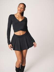 MISSGUIDED Active High Waisted Pleated Tennis Skort With Built In Shorts For Athletic Performance And Casual Wear - Black - View 6