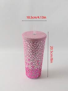 1pc 12 Oz (About 340 G) Sparkler Cup Handmade Rhinestone Set, Built-In Double Plastic Cup With Lid, Straw - Perfect For DIY Custom, Iced Coffee And Water, Home Office Party Beach, Ladies Gift - Multicolor - View 2