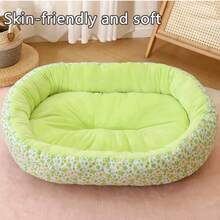 Giường ngủ cho chó cỡ trung bình thoải mái, nhà cho chó, mềm mại, họa tiết hoa dễ thương, giường sofa cho mèo nhỏ, đệm co giãn, phụ kiện chuồng mèo cỡ trung bình. - Nhiều màu - Xem 2