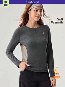 OutZeal 女士户外保暖T恤 日常休闲长袖速干圆领长袖T恤 秋冬 - 灰色 - 查看 9