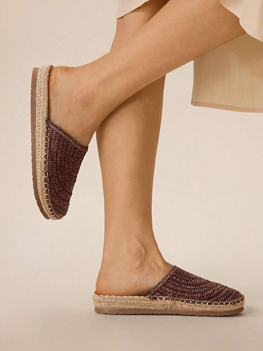 Styleloop 女士波西米亚风休闲平底穆勒拖鞋 - 棕色 - 查看 1