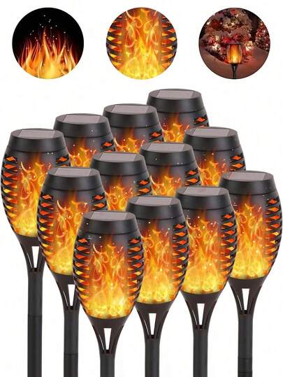 12 Đèn đuốc năng lượng mặt trời, Đèn ngoài trời chống thấm nước dùng năng lượng mặt trời để trang trí ngoài trời, Đèn đuốc LED để trang trí ngoại thất, Đồ trang trí ngoài trời năng lượng mặt trời cho sân vườn.