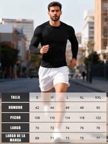 1 camisetas deportivas de manga larga para hombre, ajustadas y moldeadoras, camiseta de compresión, transpirable y cómoda, ideal para correr, entrenar y ciclismo, Top de Ropa Deportiva,Ropa de Ciclismo,Camiseta de Rendimiento,Camiseta Muscle Fit,Camiseta de Absorción de Humedad,Parte Superior Ligera - Negro - Ver 3