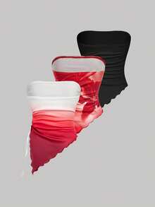 SHEIN MOD Áo corset nhiều mảnh với thắt eo xếp ly bên hông, áo ống in họa tiết retro, áo mùa thu, áo đi chơi, áo tank top màu nâu. - Nhiều màu - Xem 2