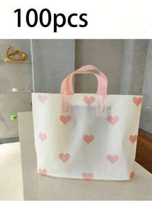 100/20个装心形图案加厚塑料礼品袋，可重复使用，大容量购物袋，生日惊喜礼品包装。心形磨砂手提袋，精致磨砂工艺，优雅便携设计，轻松营造生日、返校派对、婚礼、新娘送礼会、婴儿送礼会、万圣节、圣诞节、感恩节等场合的隆重送礼氛围。 - 彩色 - 查看 9