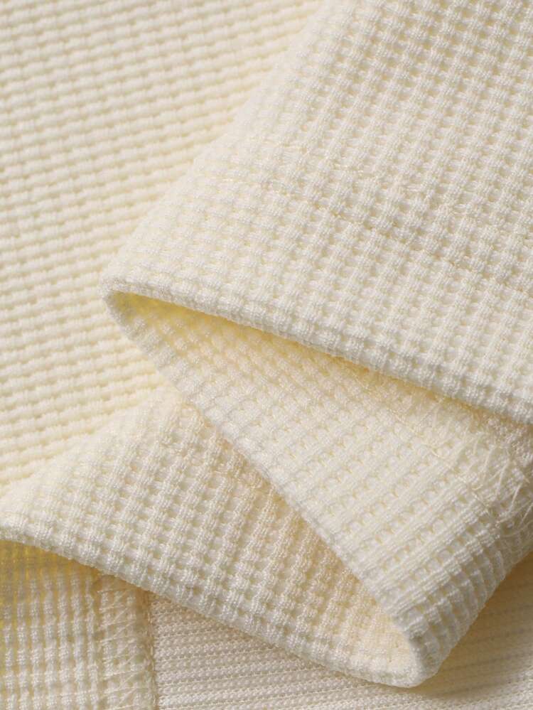 Men's White Crew Neck Half-Zip Pocket Design T-Shirt, Spring/Autumn