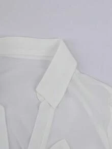 GlowEve Áo sơ mi nữ dáng rộng, cổ nơ, tay dài, kiểu dáng thanh lịch. - trắng - Xem 4