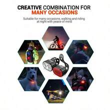 Juego de luces delantera y trasera para bicicleta, luz LED delantera y trasera recargable por USB, a prueba de agua, para bicicleta de montaña, accesorios para bicicleta - Multicolor - Ver 11