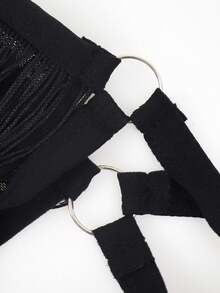 SHEIN DrisQ Men's Solid Color Fringe Decor Criss-Cross Backless Sexy G-String - Black - View 8