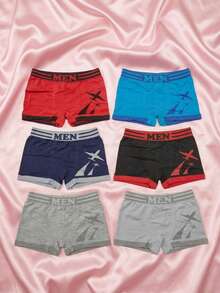 Boxer para niño estilo deportivo sencillo con estampado de avión algodón elástico ajuste cómodo cintura media corte corto para uso diario y todas las estaciones - Multicolor - Ver 1