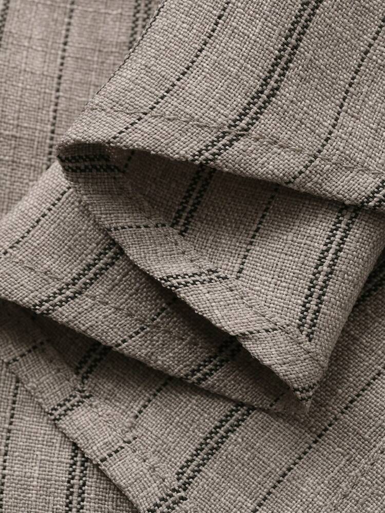 Men's Striped Khaki Casual Shirt, Spring