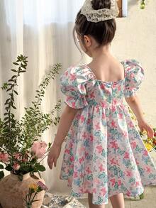 LMoss Kids Đầm ôm dáng cổ vuông thêu lưới dệt cho bé gái - Nhiều màu - Xem 3