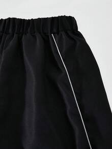 Sparklyn Sporty Polyester Long Raglan Sleeve Tee With Geographic Star Print And Black Long Pants Co-Ord For Teen Girls - Black - View 4