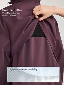 OutZeal 女士防水连帽抽绳腰袋户外冲锋衣日常休闲款 - 中紫紅色 - 查看 4