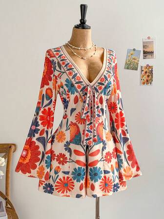 Soleia Mono de talla grande para mujer con estampado de tela de red para vacaciones