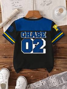 SHEIN | PAW Patrol Young Boy Casual Daily Commute Fashionable Street Cartoon Dog & Letter Graphic Contrast Color Short Sleeve T-Shirt, Summer - White - View 2