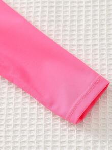 Cozy Pixies Baby Girl Round Neck Zipper Strawberry Print Ruffle Splice Vacation Beach Long Sleeve Swimsuit