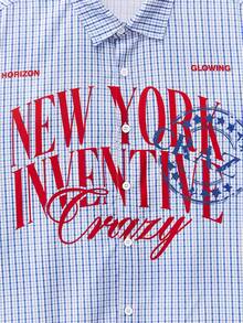 SWAVVY Áo sơ mi nam dáng rộng, họa tiết kẻ caro Anh Quốc, kiểu dáng suông, chất liệu vải sáp chảy, cỡ tiêu chuẩn, kiểu dáng rộng thùng thình, áo sơ mi Manfinity, áo sơ mi New York ngoại cỡ, áo sơ mi nam cỡ lớn. - Màu tím - Xem 4