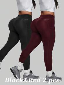 Velisys Plus Size High Waist Compression Leggings With Pockets, Reflective Dots, Butt Lifting