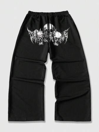 Pantalones de chándal de pierna ancha con estampado para hombres