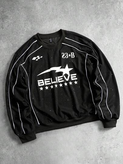 sweat-shirt à capuche homme avec patchwork de sequins et imprimé lettres