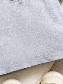 SHEIN 男婴休闲小熊印花短袖Polo衫，夏季 - 淺灰色 - 查看 4