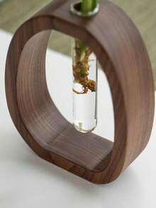 1个胡桃木水培玻璃试管花瓶创意ins风桌面绿色植物容器迷你手工原木花瓶家居装饰摆件母亲节情人节森林礼物生日毕业房间装饰玻璃花瓶 - 胡桃木色 - 查看 6